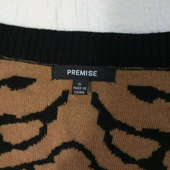 Premise Womens Leopard Print Cardigan Sweater S Wool Blend Bohemia - Picture 2 of 10